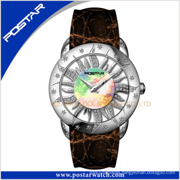 Sun Flower Fashion Ladies Stainless Steeel Quartz Watch with Swiss Movement